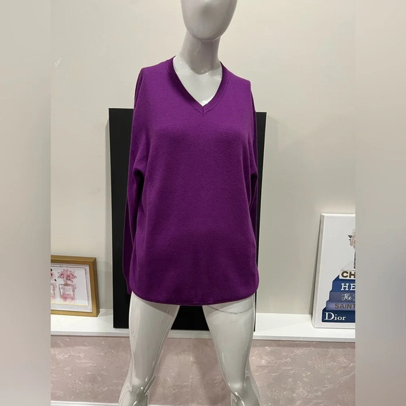 Claiborne Extra Fine Merino V neck Wool
Sweater, Purple. - Picture 1 of 4
